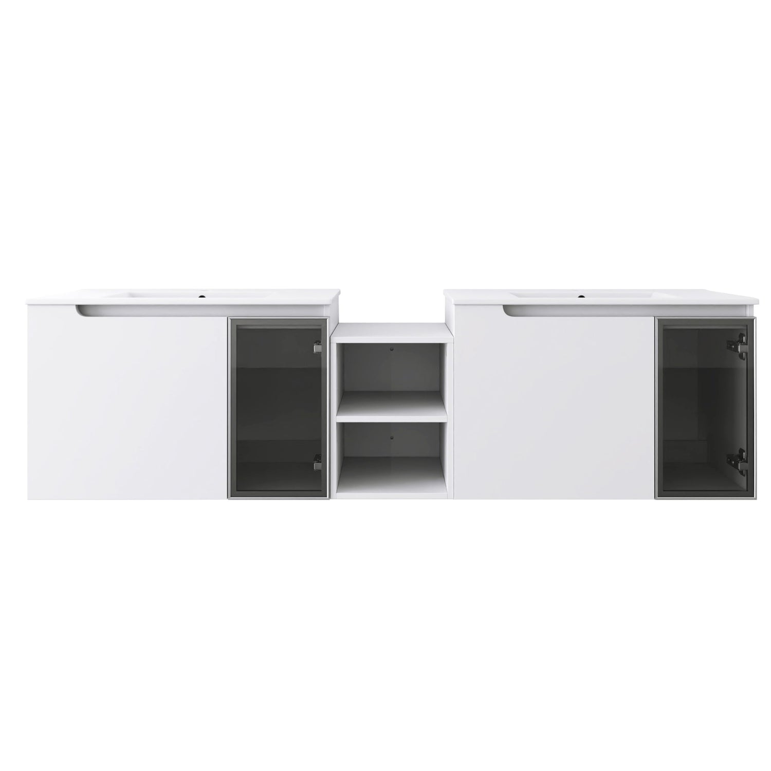 Wall Mounted Bathroom Vanity With Sink, Soft Close Doors, Cabinet &amp; Half Door