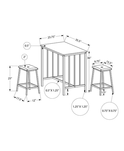 3 Pieces Dining Set, Counter Height, Rectangular, Small, Contemporary &amp; Modern