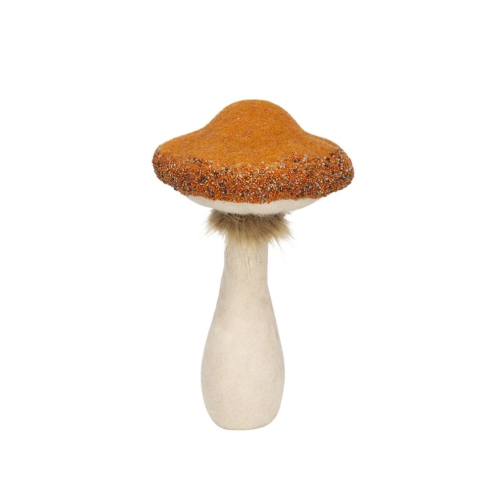 Mushroom Holiday Ornament, For Harvest Festival Fall Festival &amp; Thanksgiving Table Decorations (Set of 2) - Beige / Orange