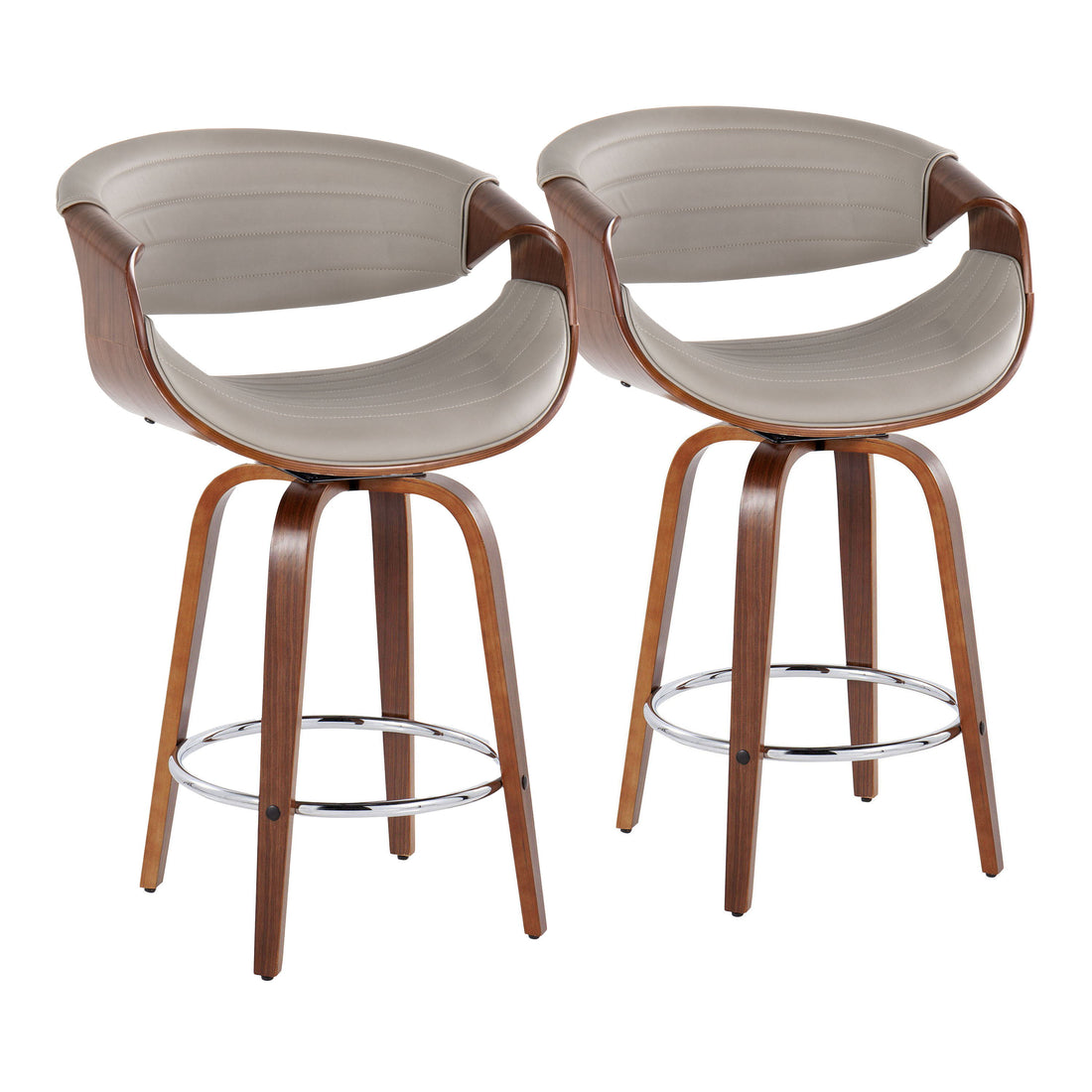 Symphony - Mid Century Modern Fixed Height Counter Stool &amp; Swivel With Round Footrest (Set of 2)