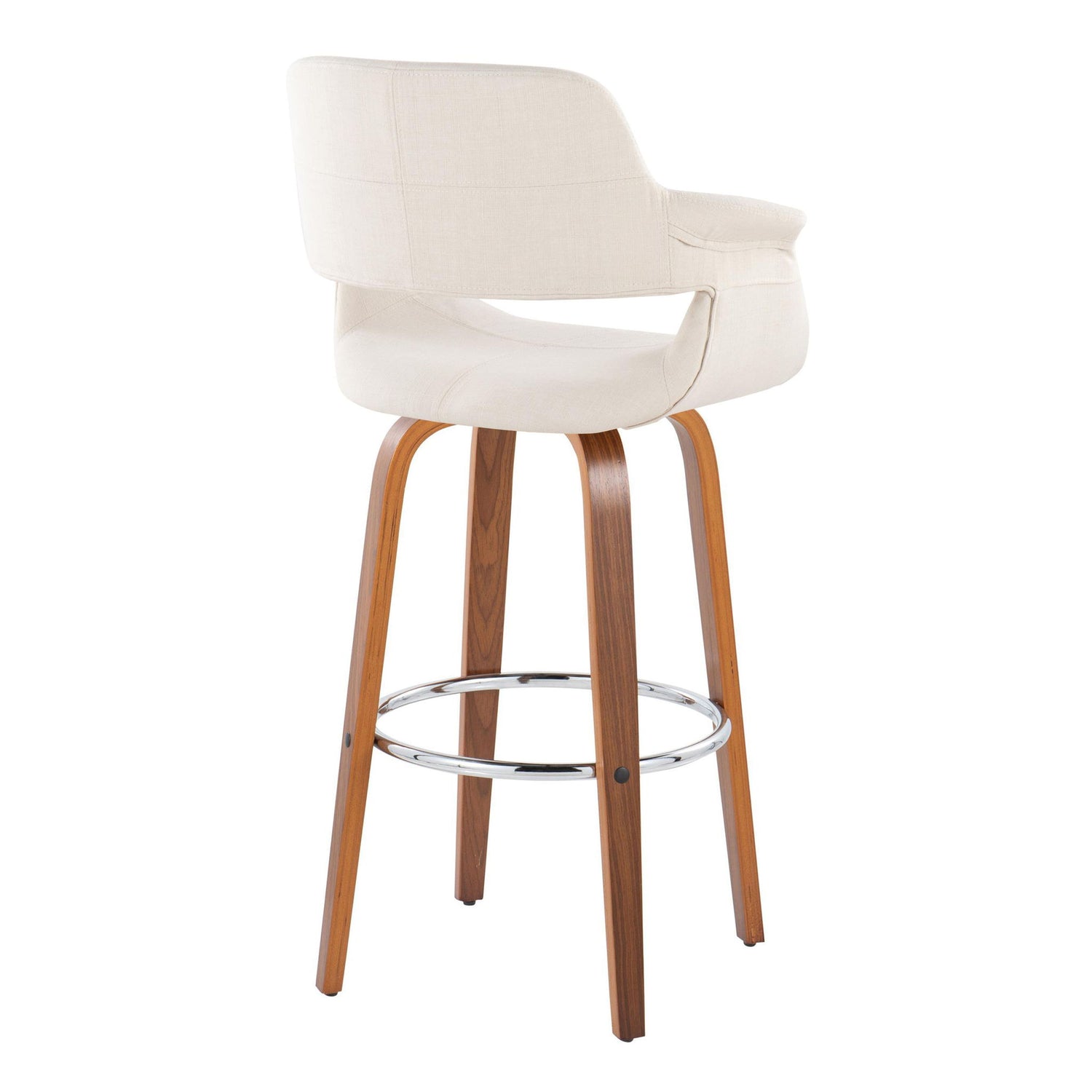 Vintage Flair - Mid Century Modern Fixed Height Barstool With Swivel &amp; Round Footrest (Set of 2)