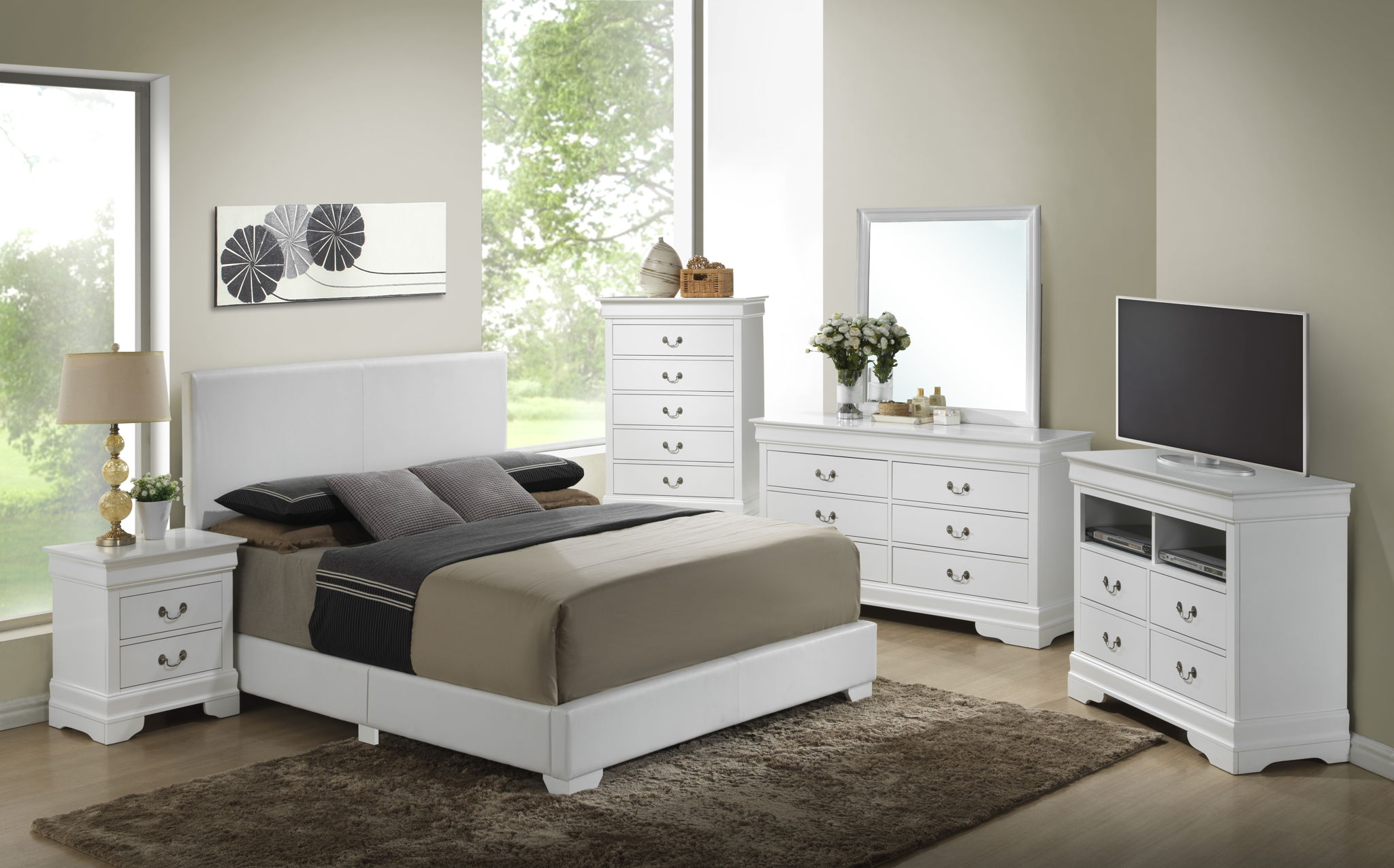 Aaron - King Bed - White