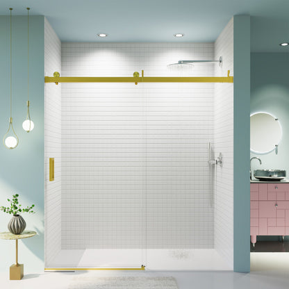 Frameless Sliding Shower Door With Soft- Close, 3 / 8" Tempered Glass