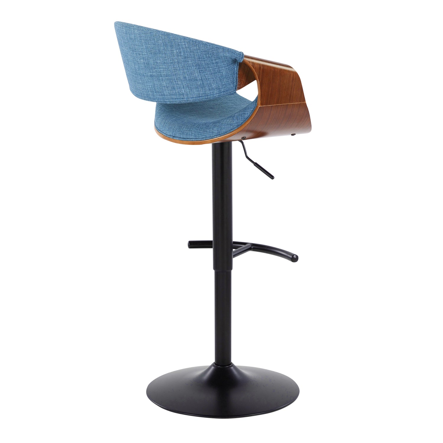 Curvo - Mid Century Modern Adjustable Barstool With Swivel &amp; Rounded T Footrest (Set of 2)