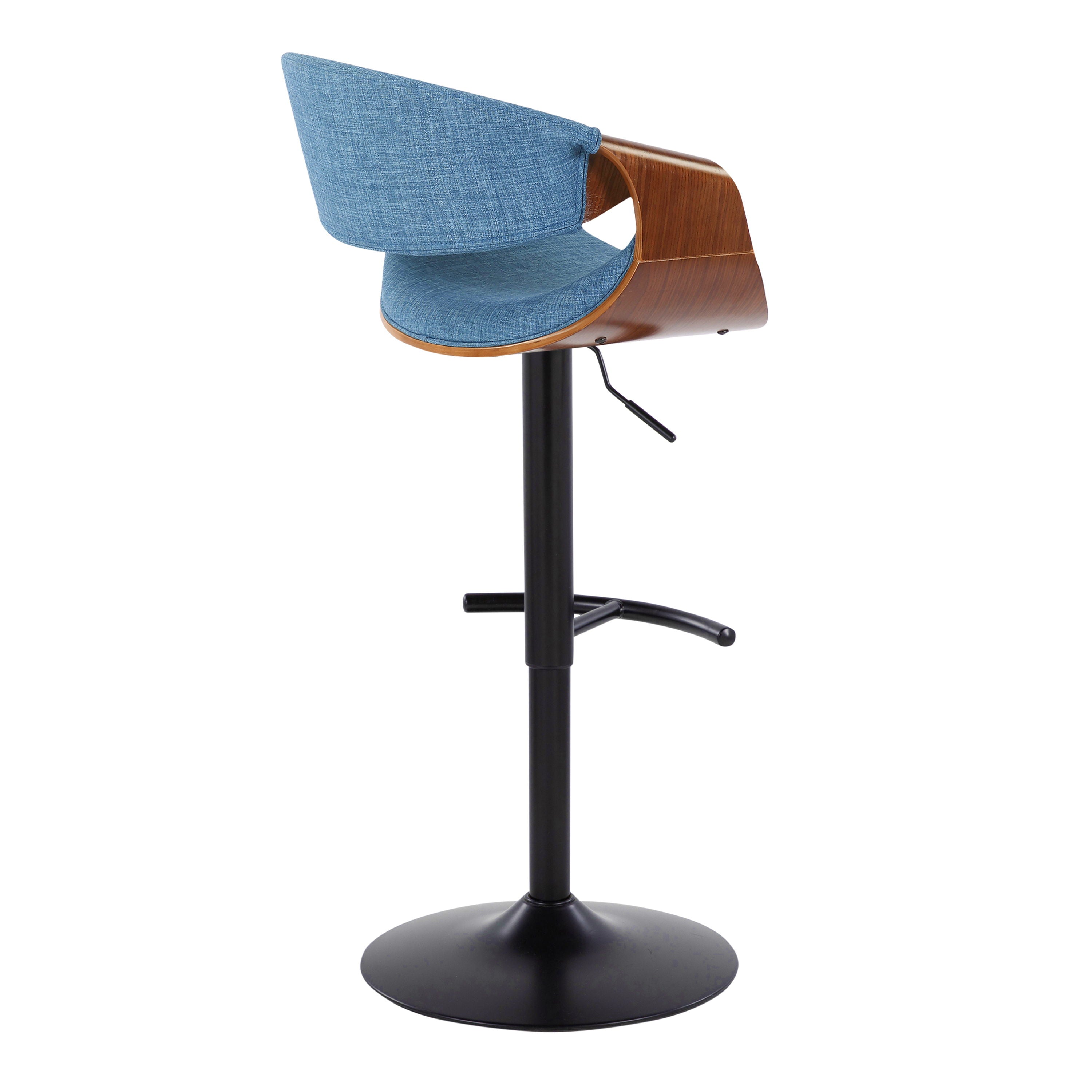 Curvo - Mid Century Modern Adjustable Barstool With Swivel &amp; Rounded T Footrest (Set of 2)