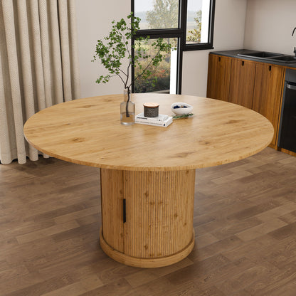 Extendable Oval Dining Table With 2 Tier Storage - Oak