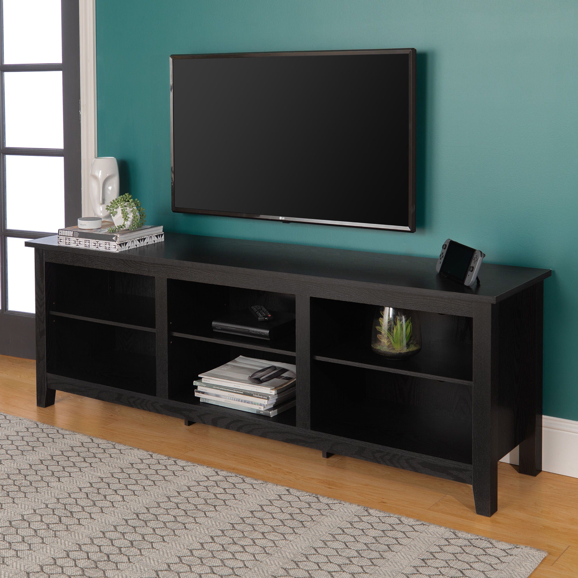 Modern Transitional 3 Shelf Open Storage 70&quot; TV Stand For 80&quot; TVs