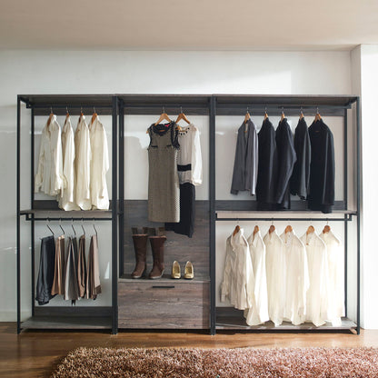 Monica - Wood Walk In Closet System &amp; Modular Design Melamine - Rustic