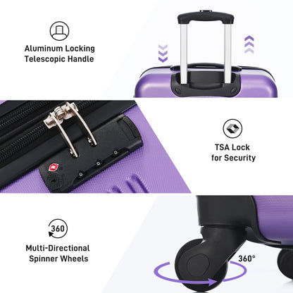 3 Piece Luggage Set Hardside Spinner Suitcase With Tsa Lock 20&quot; 24&quot; 28&quot; Available