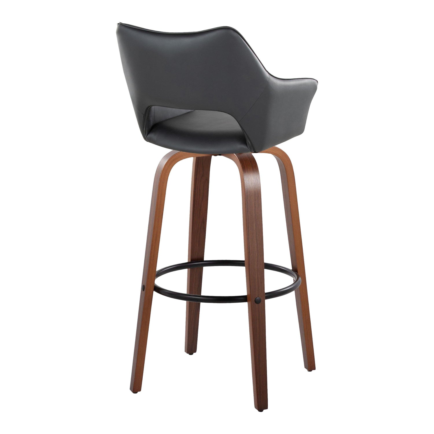 Mustang - Contemporary Fixed Height Barstool With Swivel &amp; Round Footrest (Set of 2)