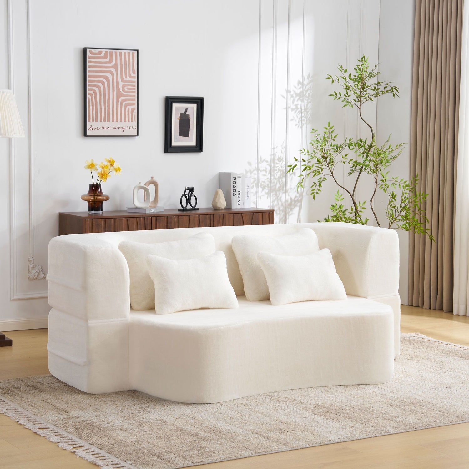 Modern Floor Sofa With 4 Pillows