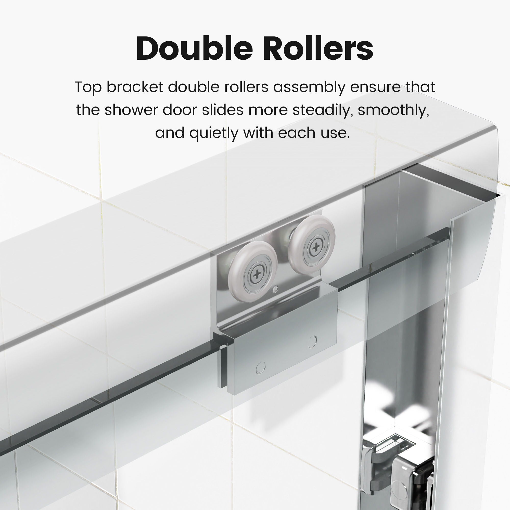 Semi-Frameless Double Sliding Shower Door, Bypass Shower Door, 1 / 4&quot; (6Mm) Thick SGCC Tempered Glass Door