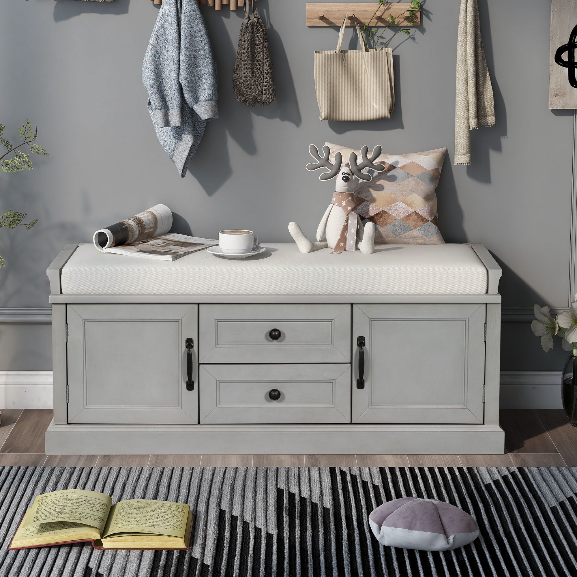 Hearth &amp; Haven Daisy - Storage Bench With 2 Drawers And 2 Cabinets