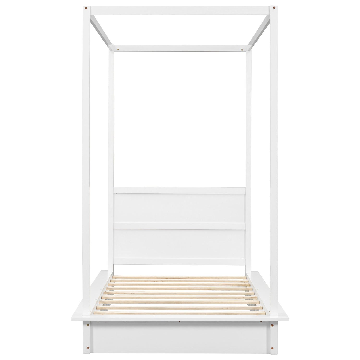 LED Canopy Bed, Canopy Platform Bed With Support Slats, No Box Spring Needed