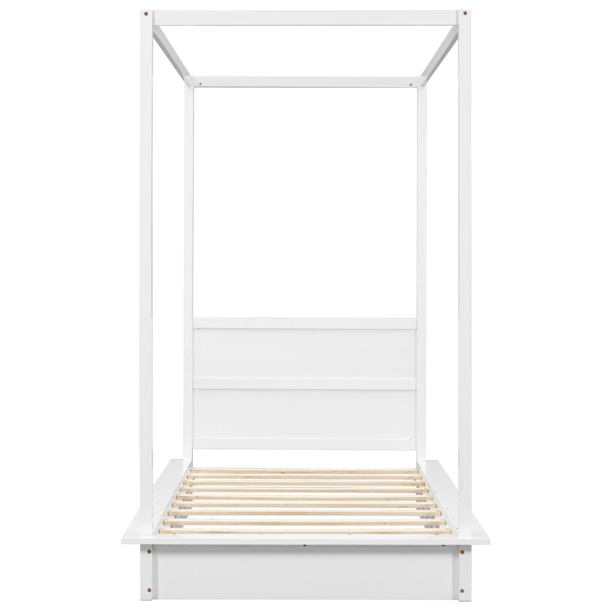 LED Canopy Bed, Canopy Platform Bed With Support Slats, No Box Spring Needed
