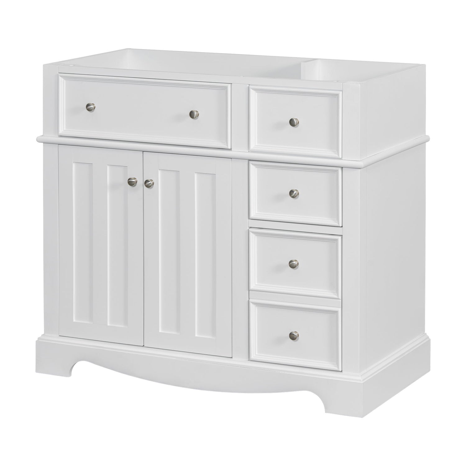 Vanity Without Basin Sink, Frame Bathroom Storage Cabinet, Freestanding Vanity With 3 Drawers &amp; Adjustable Shelf