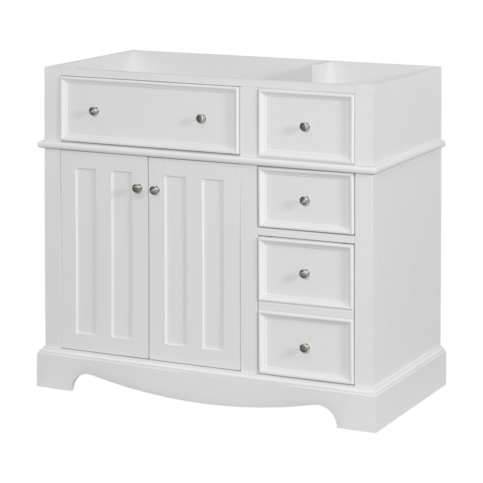 Vanity Without Basin Sink, Frame Bathroom Storage Cabinet, Freestanding Vanity With 3 Drawers &amp; Adjustable Shelf