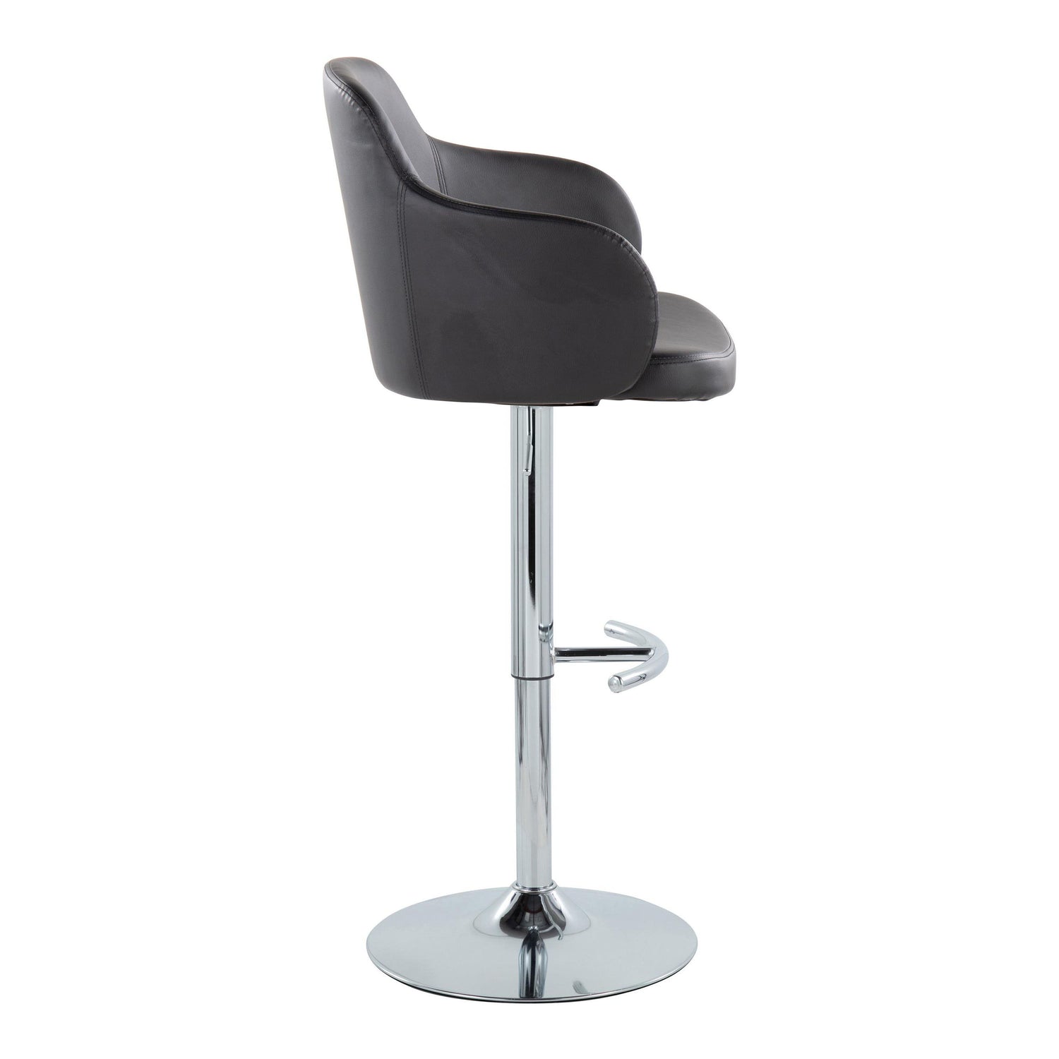 Boyne - Contemporary Adjustable Barstool With Swivel &amp; Rounded T Footrest (Set of 2)