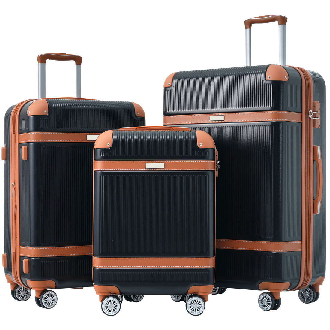 Hardshell Luggage Sets 3 Piece Double Spinner 8 Wheels Suitcase With Tsa Lock Lightweight 20&