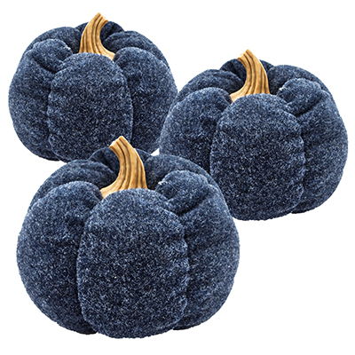 Pumpkin Ornament Decor For Holiday Harvest Festival Fall Festival &amp; Thanksgiving (Set of 3) - Blue