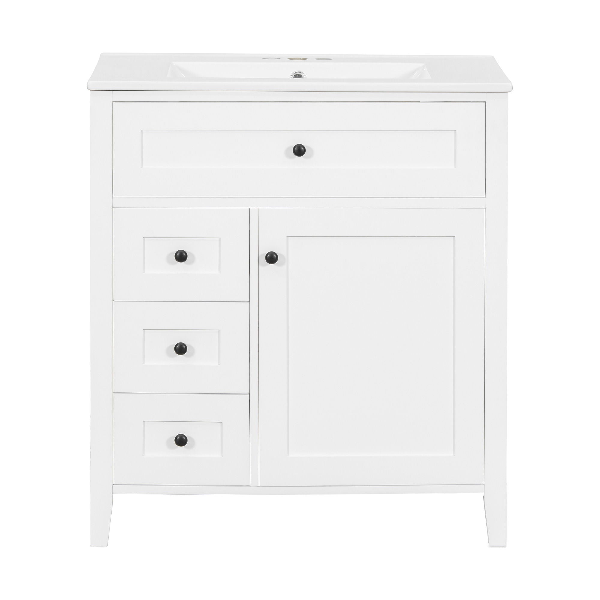 Bathroom Vanity With Sink, 3 Drawers And Adjustable Shelf, Freestanding Storage Unit