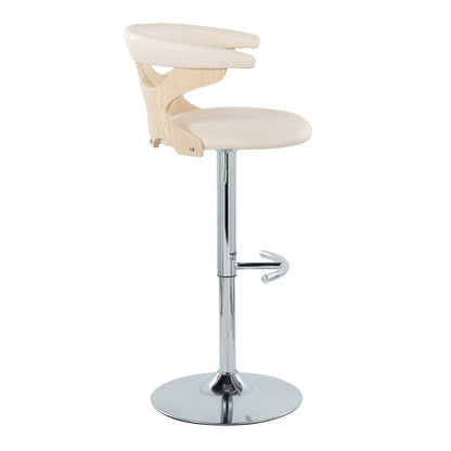 Gardenia - Contemporary Adjustable Barstool &amp; Swivel, Rounded T Footrest (Set of 2)