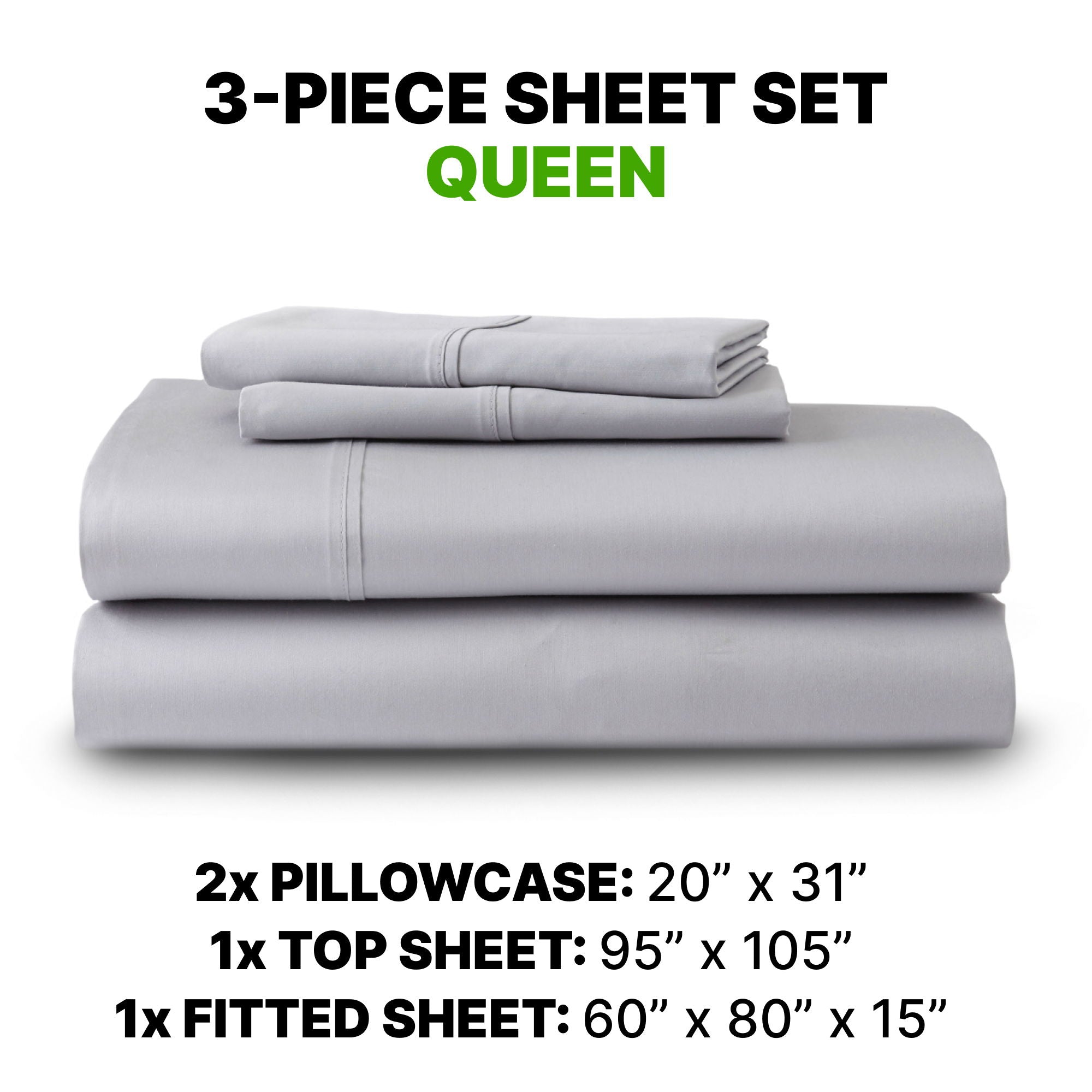 Sheet Set Luxurious Supima Cotton, Wrinkle Resistant, Breathable, With 2 Ghostgrip Band