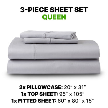 Sheet Set Luxurious Supima Cotton, Wrinkle Resistant, Breathable, With 2 Ghostgrip Band