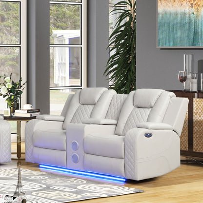 Benz - Power Reclining Loveseat &amp; LED Lighting And Built In USB