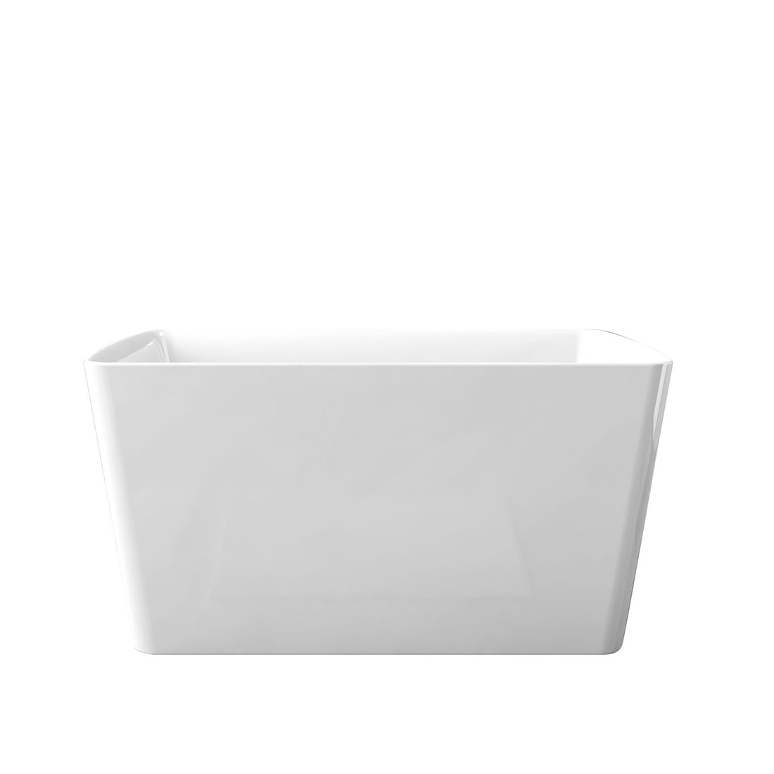 Freestanding Bathtub With Built In Seat, Rectangle Shape, Invisible Overflow &amp; Pop Up Drain - Gloss White