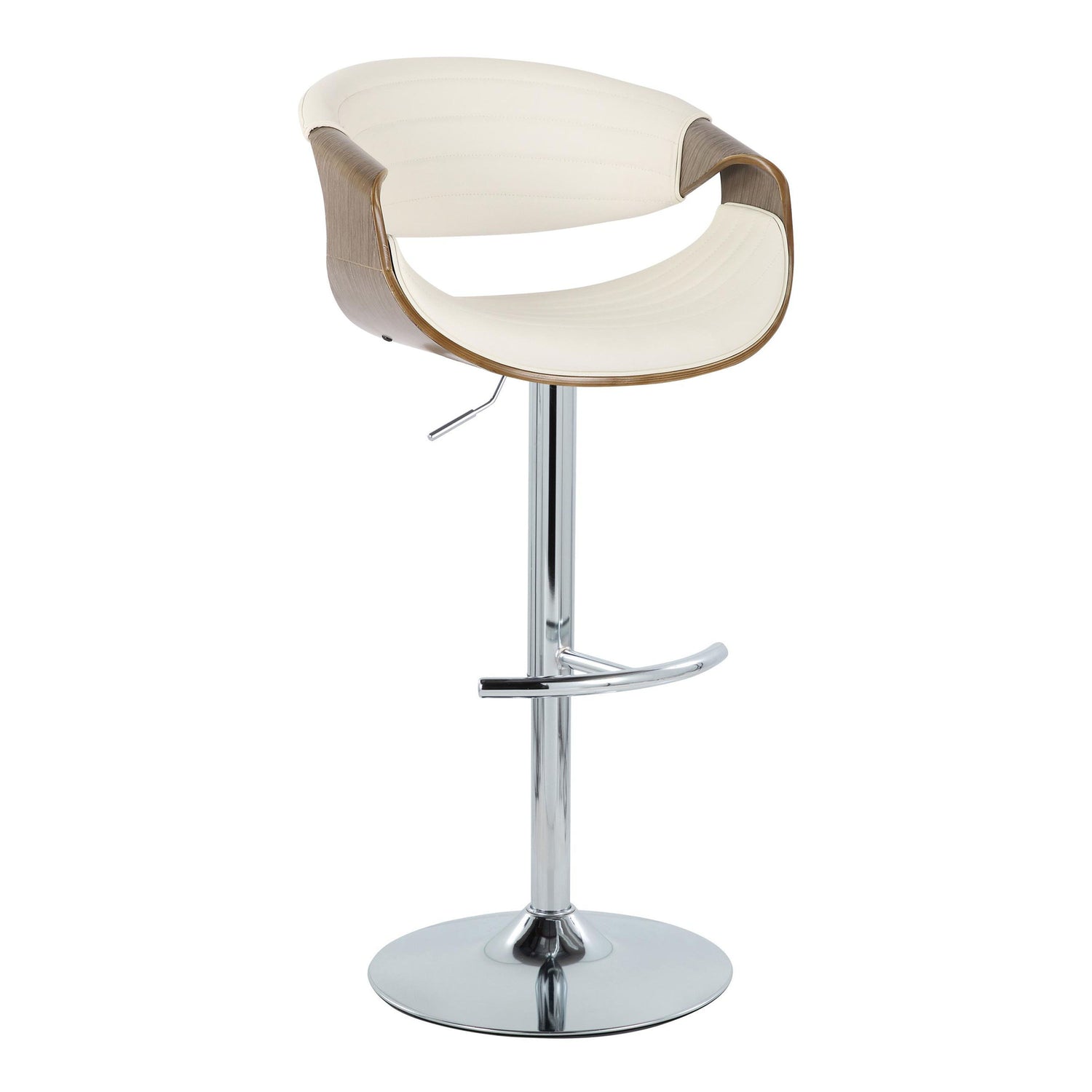 Symphony - Mid Century Modern Adjustable Barstool With Swivel &amp; Rounded T Footrest (Set of 2)