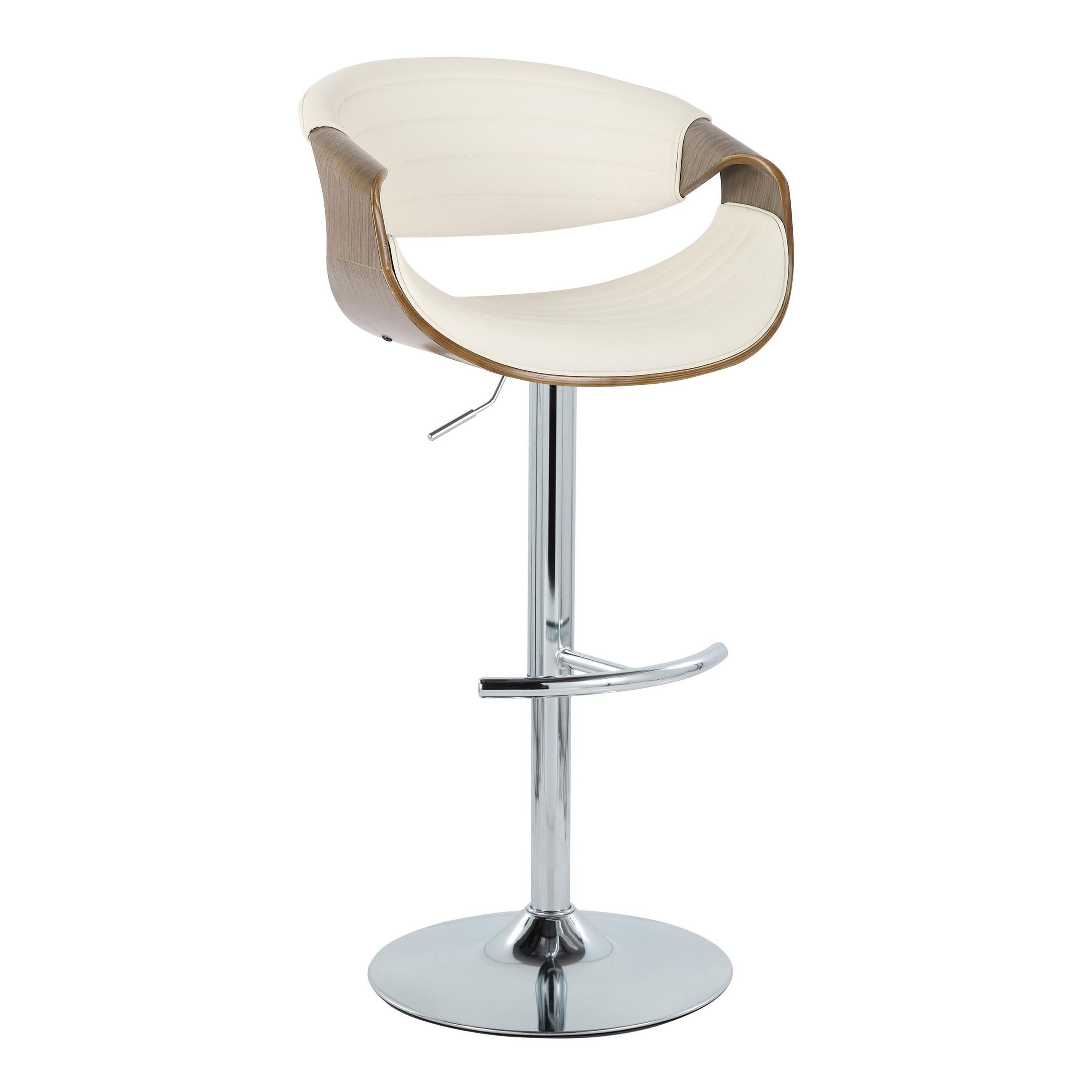 Symphony - Mid Century Modern Adjustable Barstool With Swivel &amp; Rounded T Footrest (Set of 2)