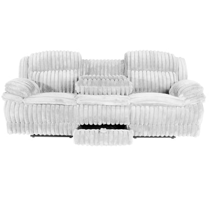 Motion Recliner Sofa With Fold-Down Table, Manual Recline, Charging Station &amp; Cup Holders