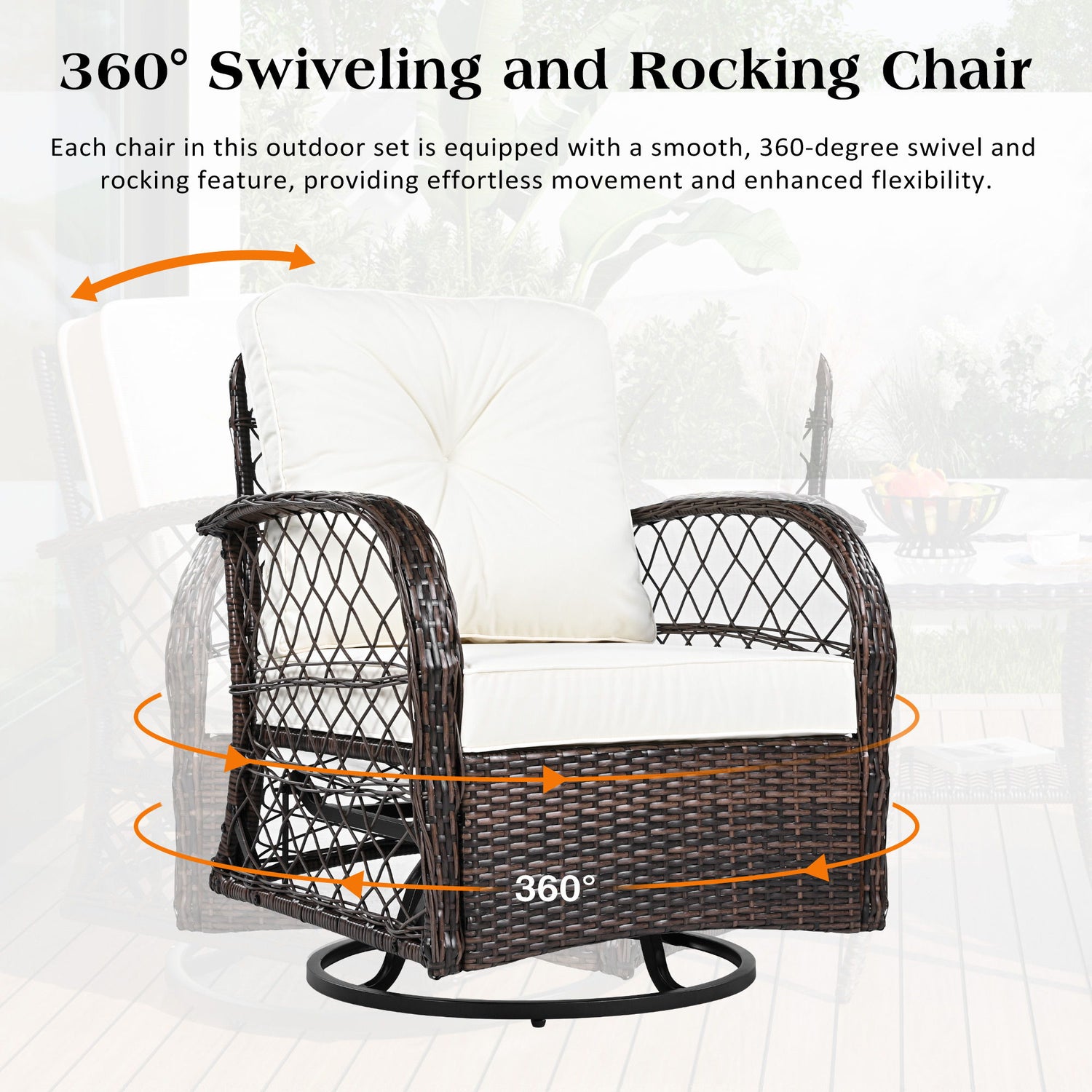 3 Piece Outdoor Chair &amp; Table Set Chat Set, 2 Person Rattan Seating Group