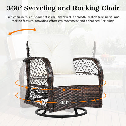 3 Piece Outdoor Chair &amp; Table Set Chat Set, 2 Person Rattan Seating Group