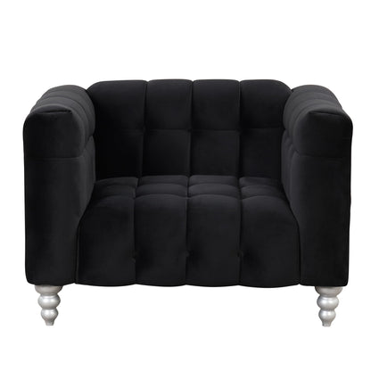 Modern Sofa Dutch Fluff Upholstered Sofa &amp; Wood Legs, Buttoned Tufted Backrest