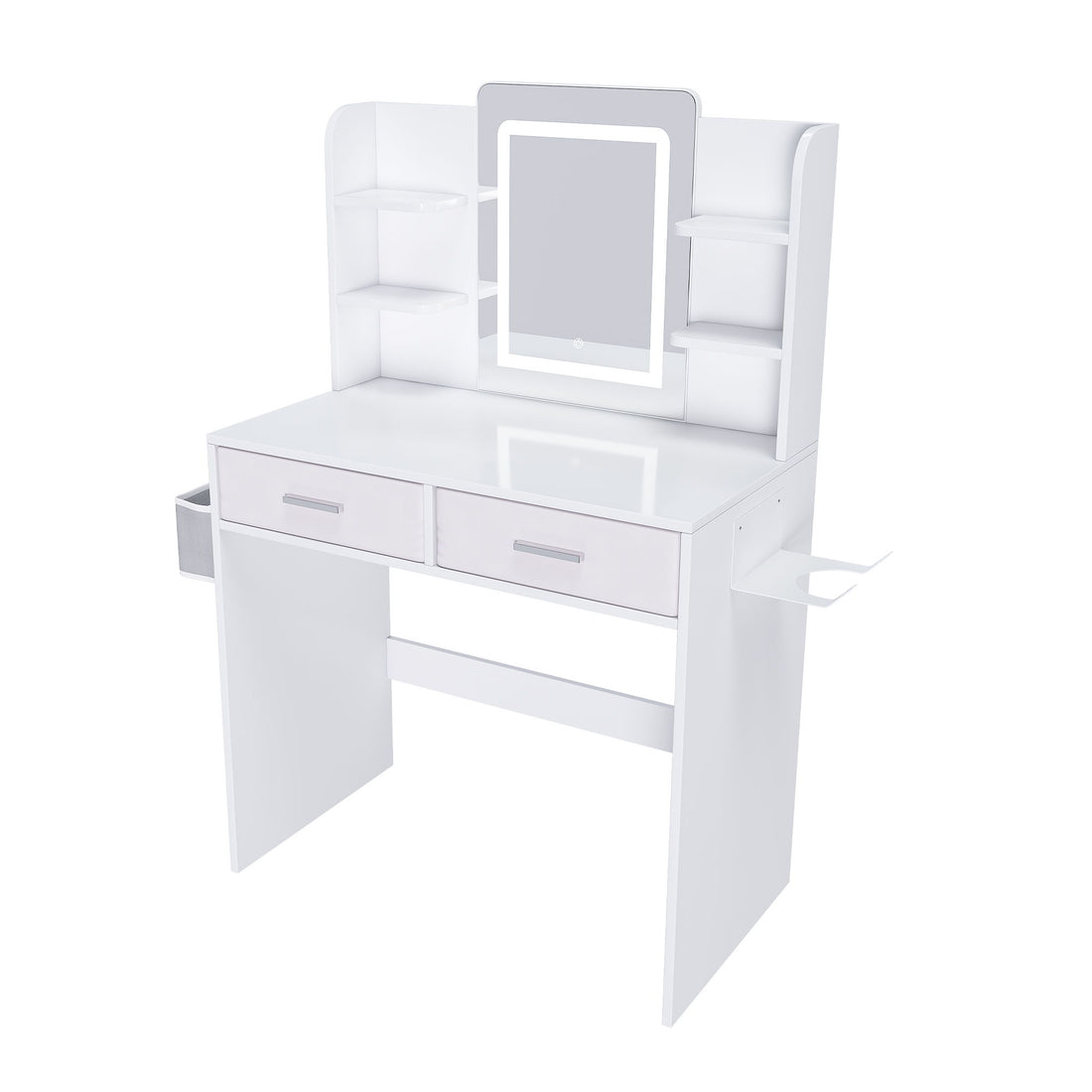 Elegant LED Mirror Vanity Dressing Table With Adjustable Lights, Drawers &amp; Storage - White