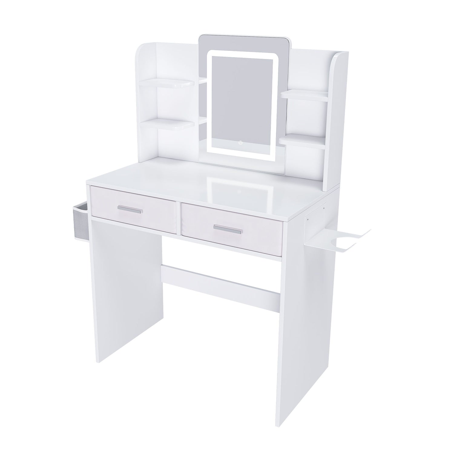 Elegant LED Mirror Vanity Dressing Table With Adjustable Lights, Drawers &amp; Storage - White