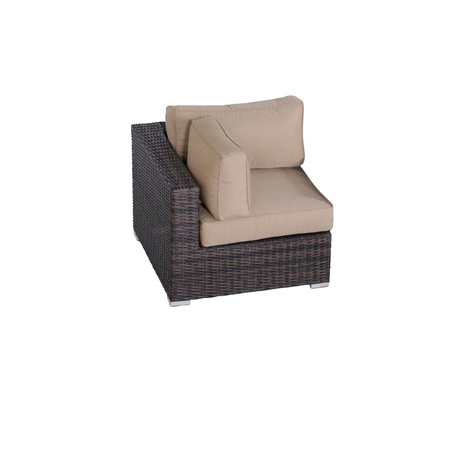 Outdoor 33&quot; Wide Corner Wedge With Cushions - Beige / Brown