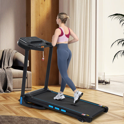 3.5Hp Hydraulic System Auto Foldable Treadmill With Incline, Heart Rate Sensors, Type C &amp; USB Charge, Bluetooth Speaker - Black