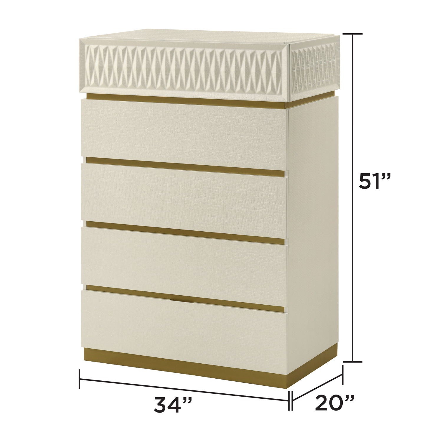 Stanley - 5 Drawer Chest With Crocodile Texture - Gray