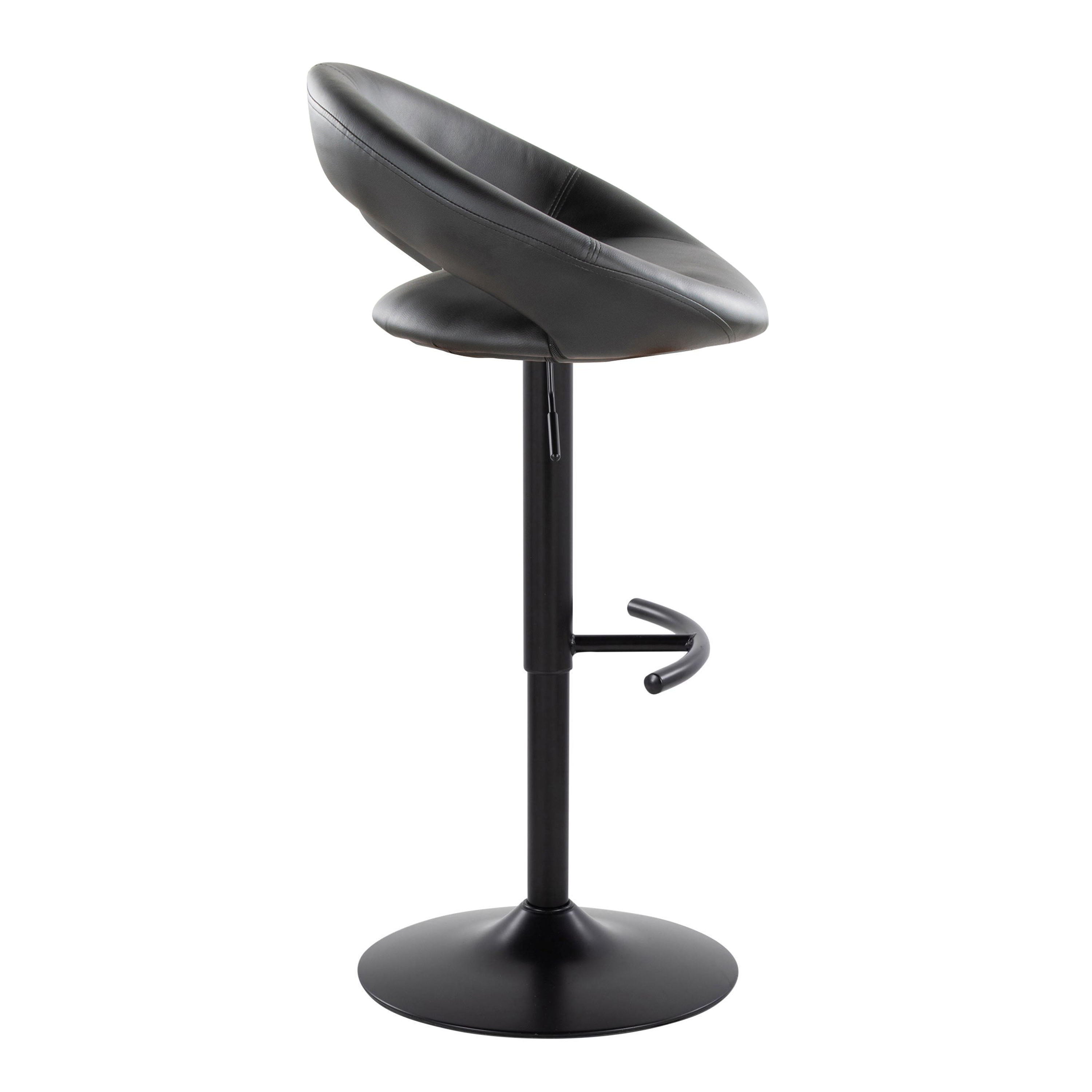 Posh - Contemporary Adjustable Barstool With Swivel &amp; Rounded T Footrest (Set of 2)