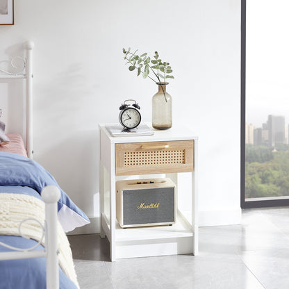 15.75&quot; Rattan End Table With Drawer, Modern Nightstand, Side Table For Living Room, Bedroom