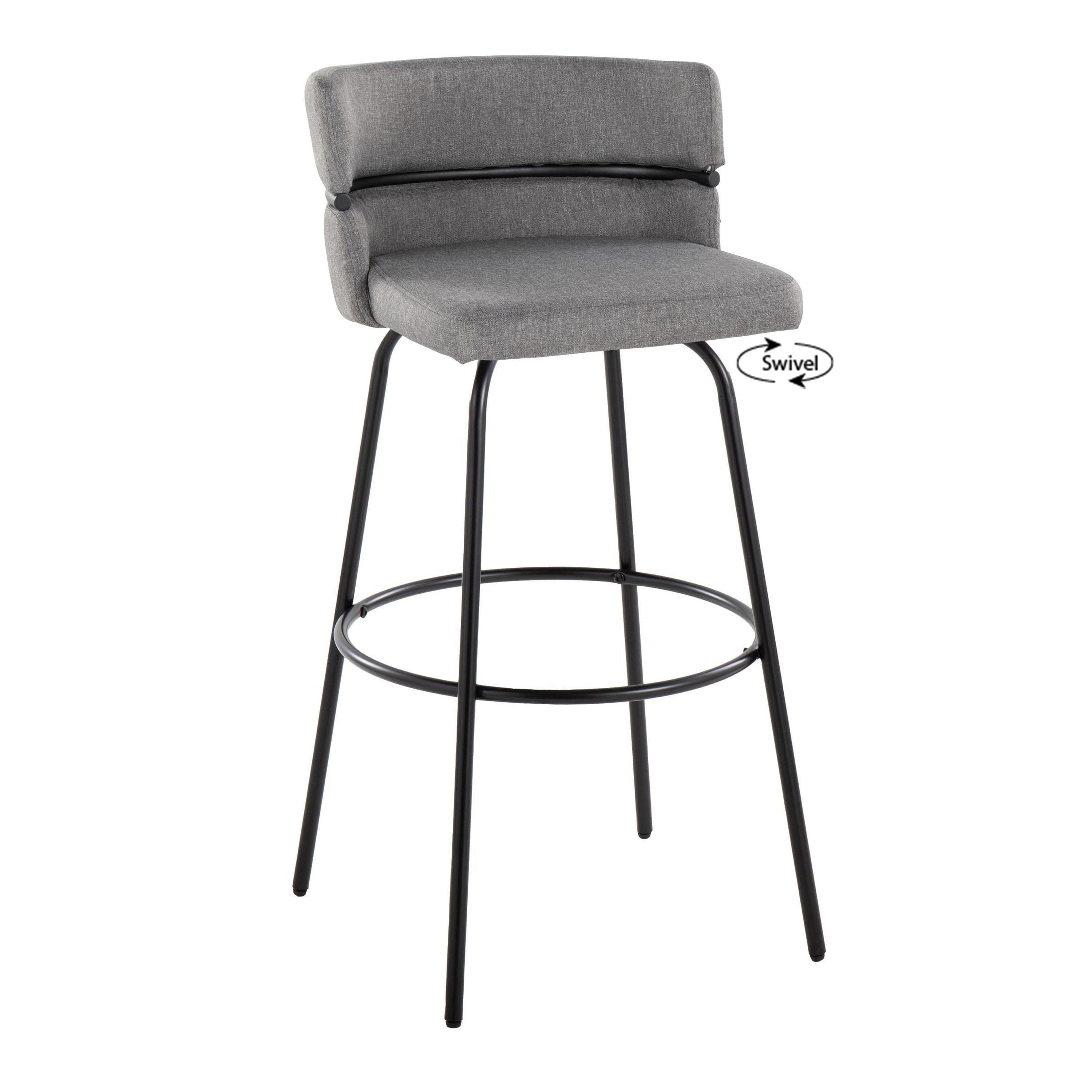 Cinch - Glam / Art Deco Fixed Height Barstool With Swivel &amp; Round Footrest (Set of 2)