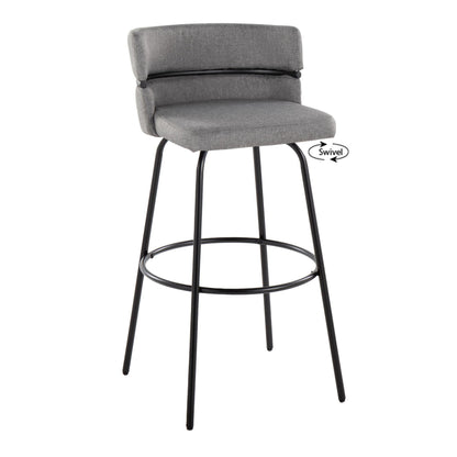 Cinch - Glam / Art Deco Fixed Height Barstool With Swivel &amp; Round Footrest (Set of 2)