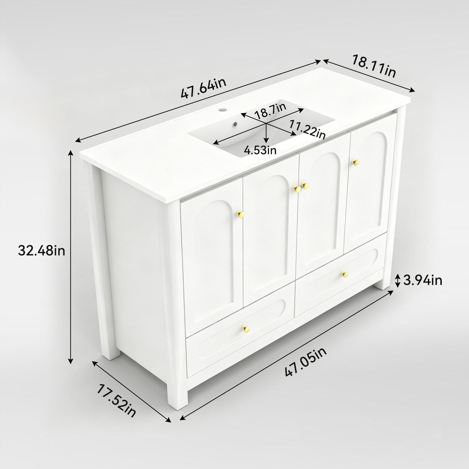 Bathroom Vanity With Sink Combo, 4 Soft Close Doors And 2 Drawers