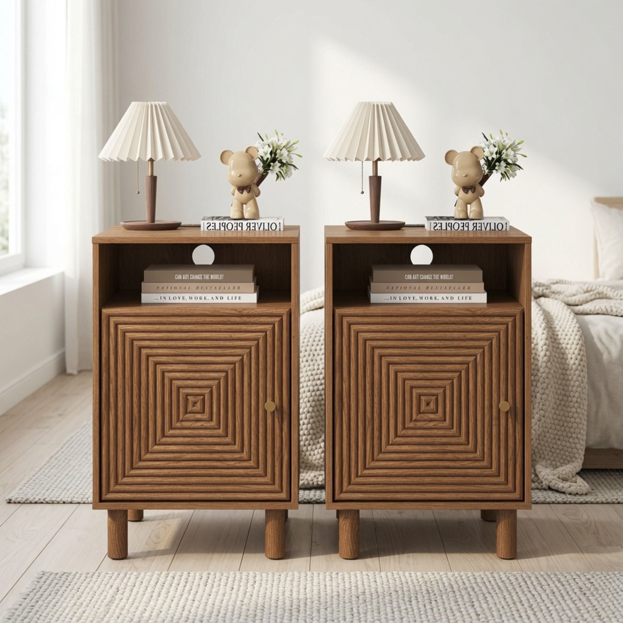 Nightstand With Charging Station &amp; Storage