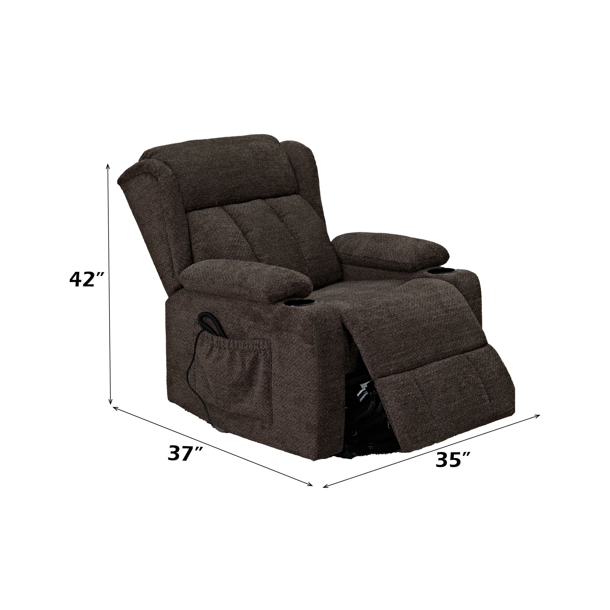 Lusio - Power Motion Recliner With Lift &amp; Cup Holder - Brown