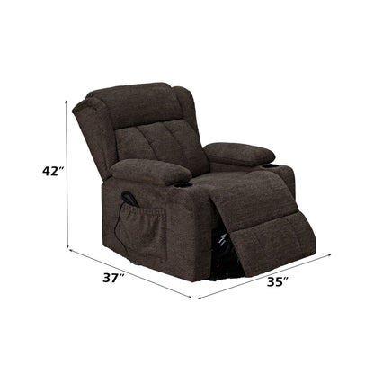 Lusio - Power Motion Recliner With Lift &amp; Cup Holder - Brown
