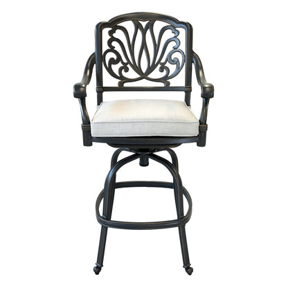 Round 41.97&quot; Long Bar Height Dining Set With Cushions